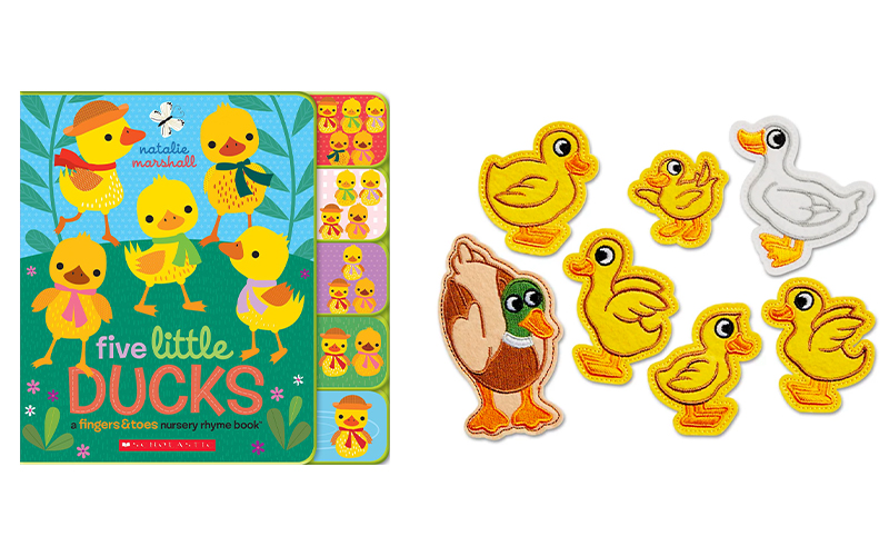 Five Little Ducks storytelling set book and felt characters
