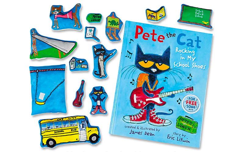Pete the Cat: Rocking in My School Shoes storytelling set book and cloth characters