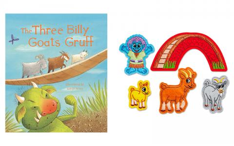 Three Billy Goats Gruff storytelling kit book and felt characters